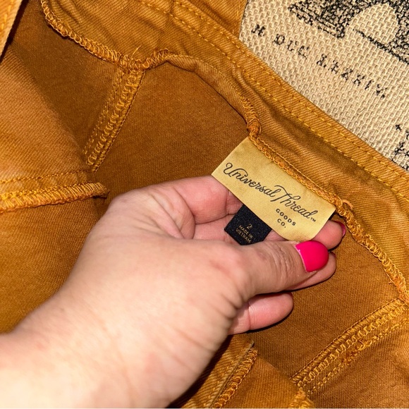 Universal Thread NWOT! Mustard Yellow Duck Stretch Denim Overalls Romper Size 2 - Picture 6 of 16